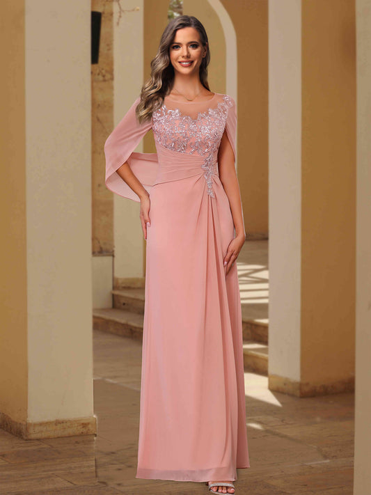 Sheath Chiffon Formal Dresses with Appliques