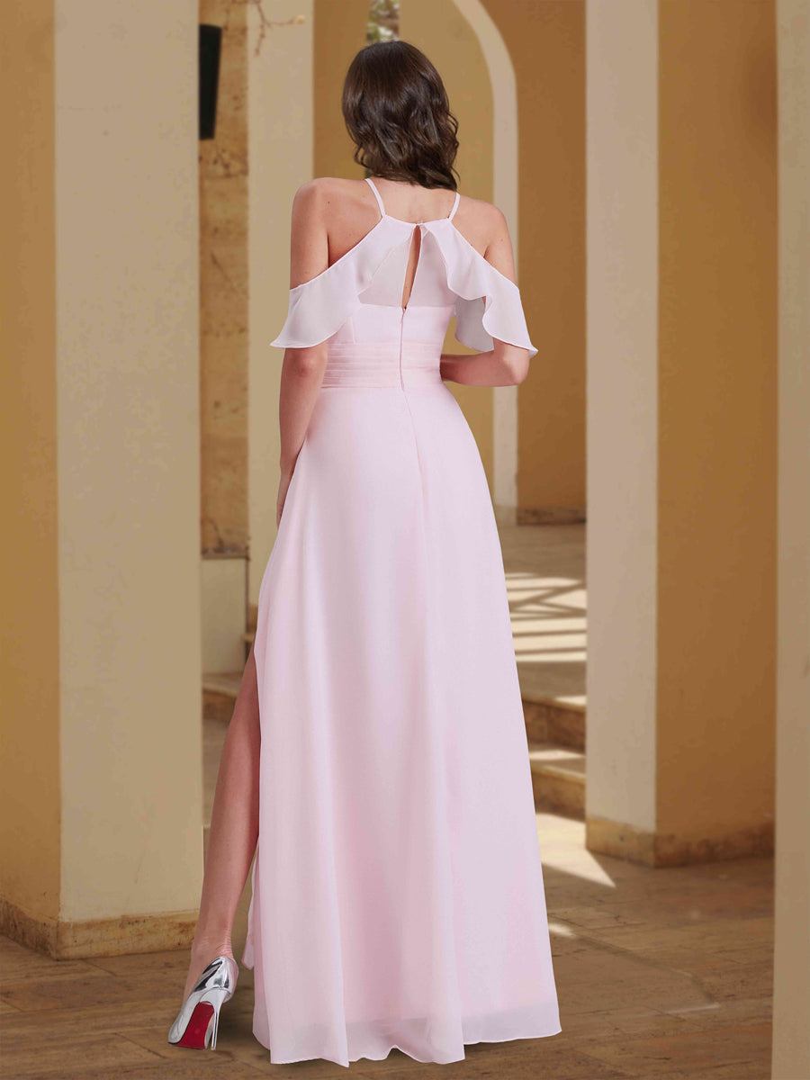 A-Line Ruched Bridesmaid Dresses with Split