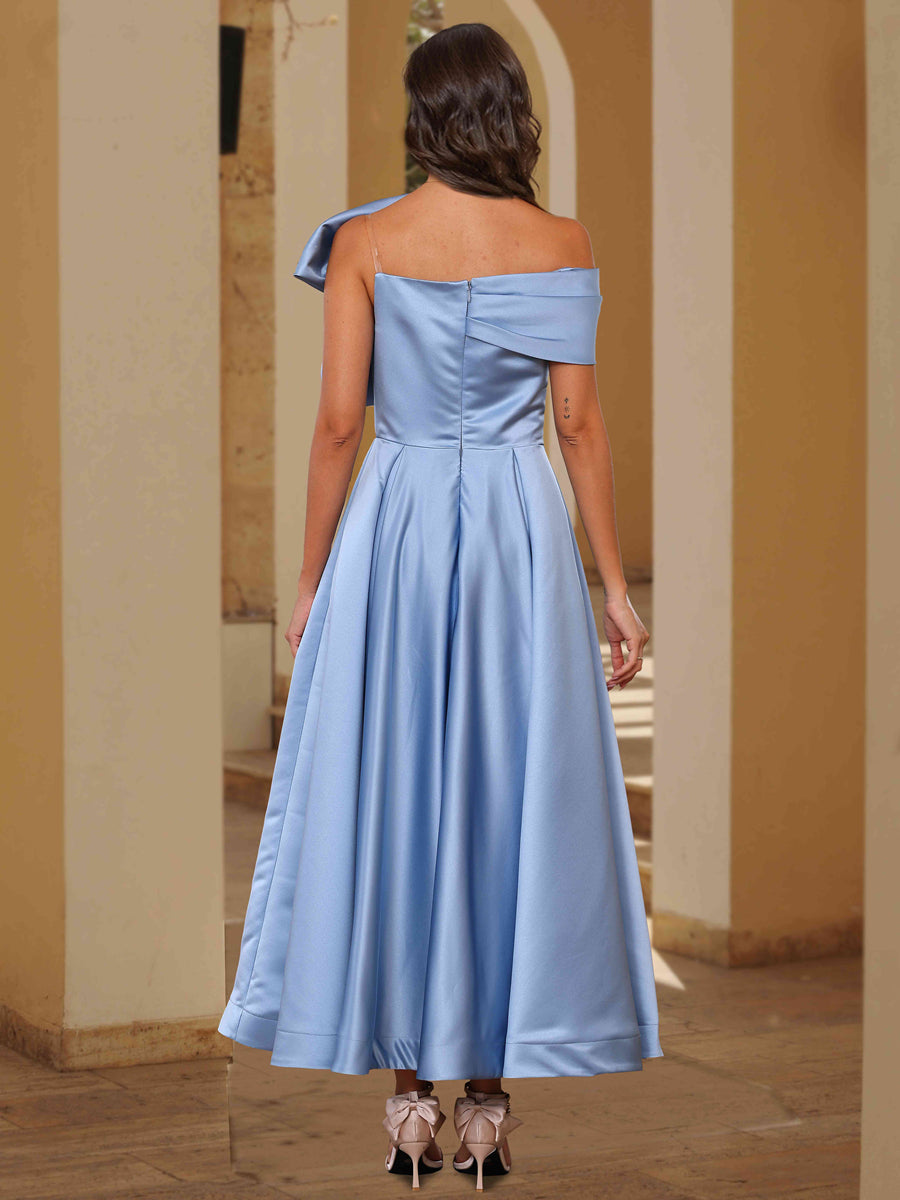 Elegant Satin Bow-Knot Wedding Guest Dresses