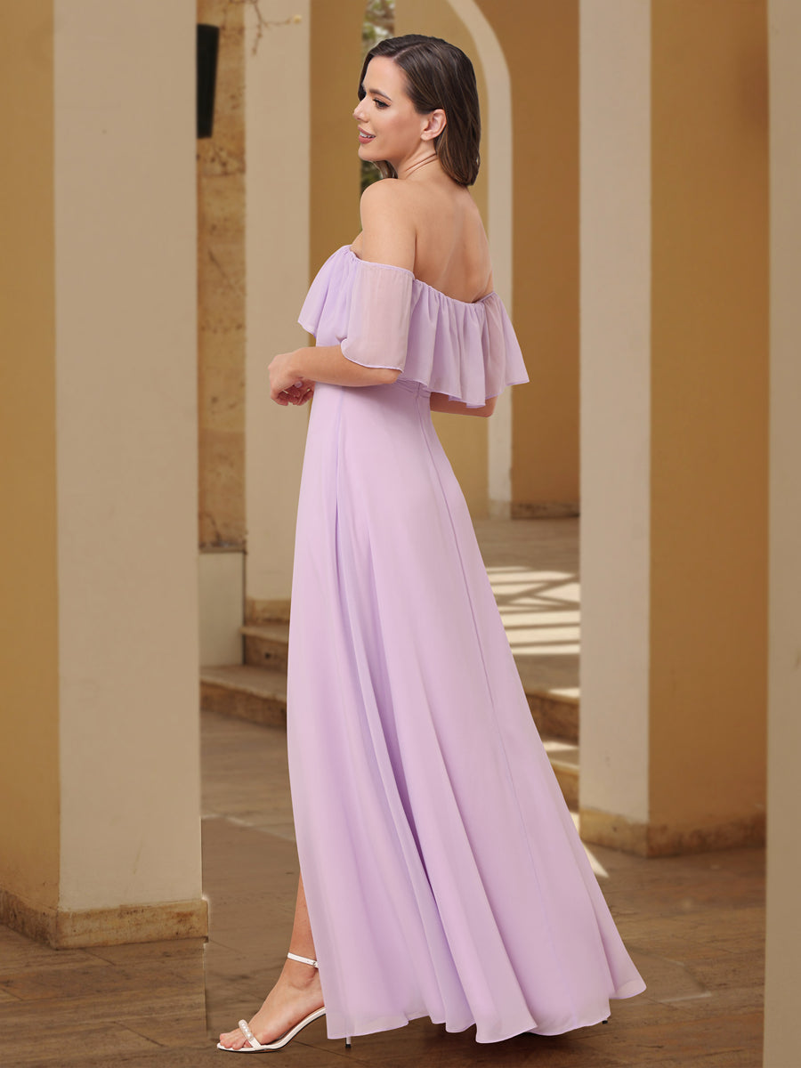 A-Line Chiffon Backless Bridesmaid Dresses